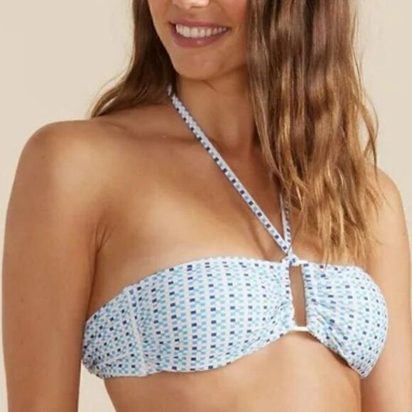 Minkpink Zephyr Blue Multi Bandeau Halter Bikini Size Large NWT - Picture 10 of 10